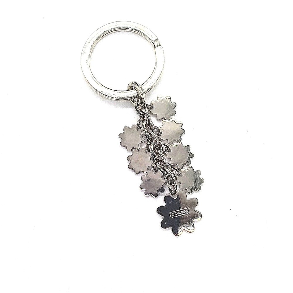 COACH Vintage White Multi Daisy Keychain Fob Purse charm in silver - Picture 2 of 3